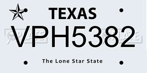 VPH5382 Texas License Plate