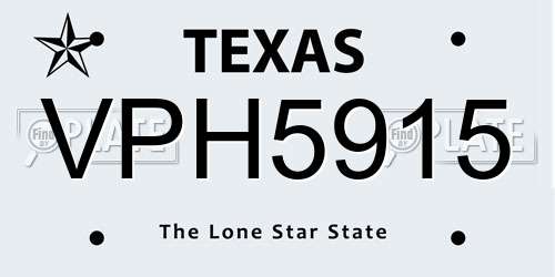VPH5915 Texas License Plate
