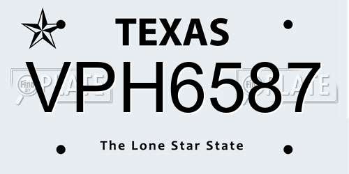 VPH6587 Texas License Plate