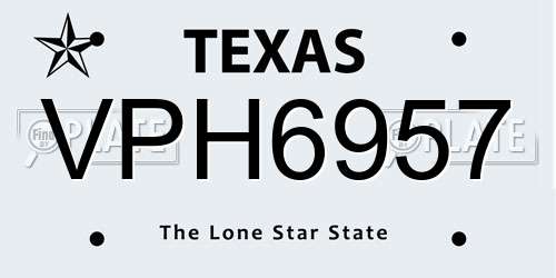 VPH6957 Texas License Plate