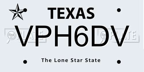 VPH6DV Texas License Plate