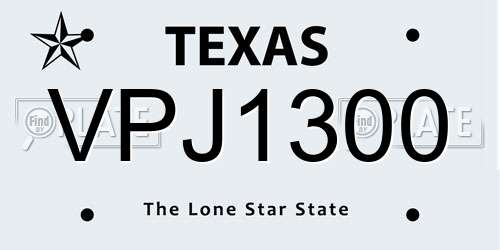 VPJ1300 Texas License Plate