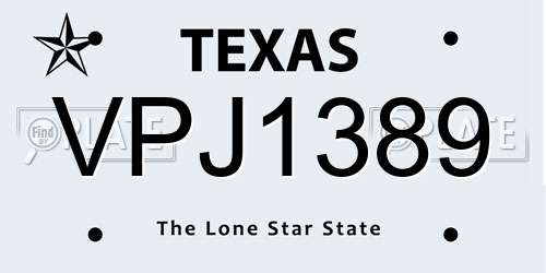 VPJ1389 Texas License Plate