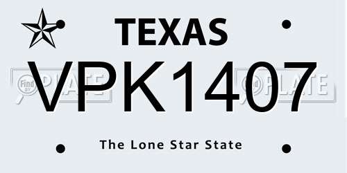 VPK1407 Texas License Plate