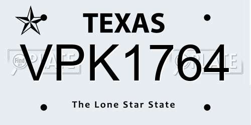 VPK1764 Texas License Plate