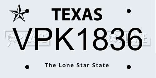 VPK1836 Texas License Plate