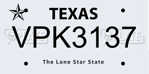 VPK3137 Texas License Plate