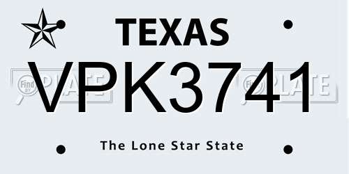 VPK3741 Texas License Plate