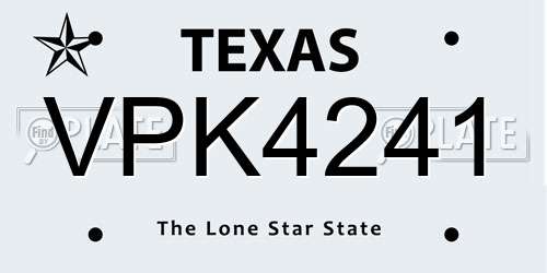 VPK4241 Texas License Plate