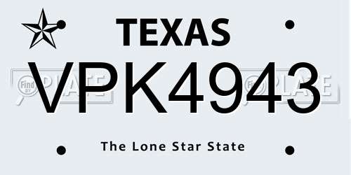 VPK4943 Texas License Plate