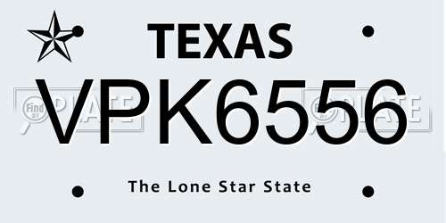 VPK6556 Texas License Plate