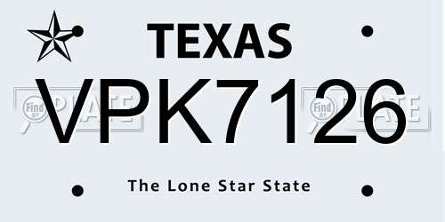 VPK7126 Texas License Plate