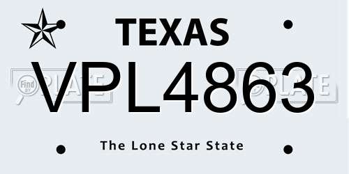 VPL4863 Texas License Plate