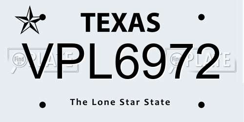 VPL6972 Texas License Plate