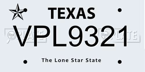 VPL9321 Texas License Plate
