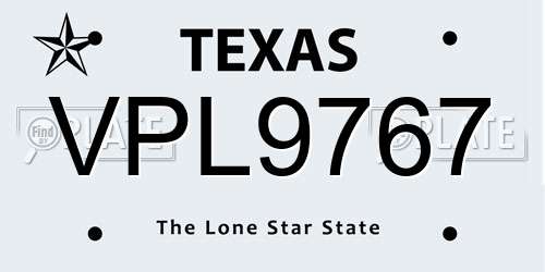 VPL9767 Texas License Plate