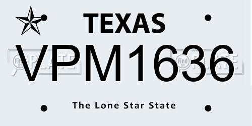 VPM1636 Texas License Plate
