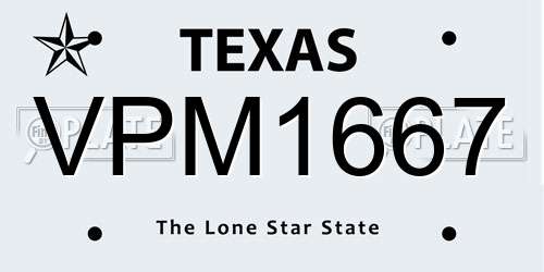 VPM1667 Texas License Plate