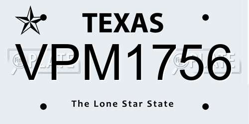 VPM1756 Texas License Plate
