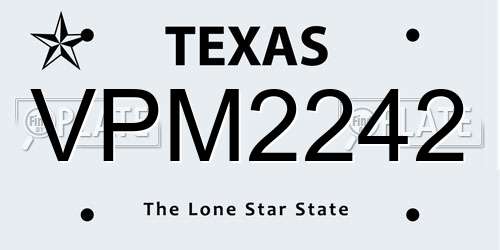 VPM2242 Texas License Plate