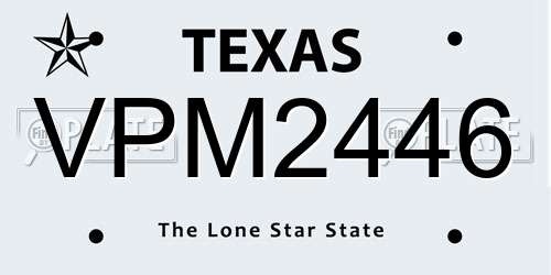 VPM2446 Texas License Plate