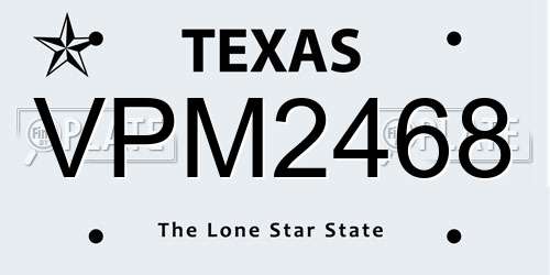 VPM2468 Texas License Plate