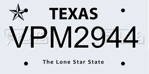 VPM2944 Texas License Plate
