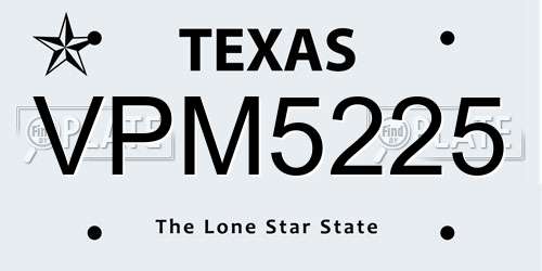 VPM5225 Texas License Plate