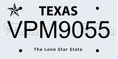 VPM9055 Texas License Plate