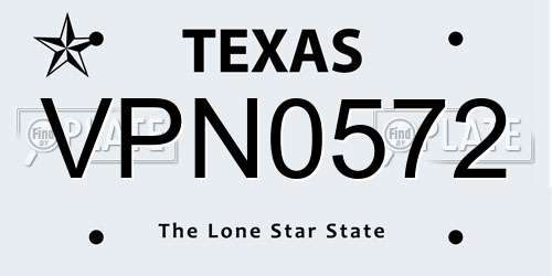 VPN0572 Texas License Plate