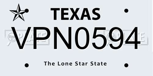 VPN0594 Texas License Plate