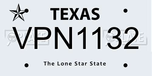 VPN1132 Texas License Plate