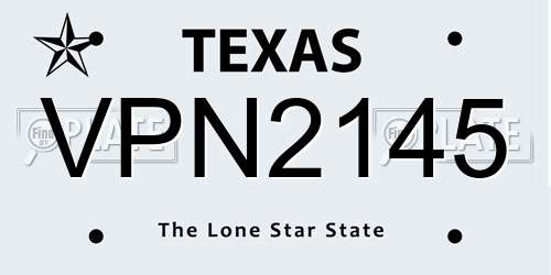 VPN2145 Texas License Plate