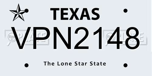 VPN2148 Texas License Plate