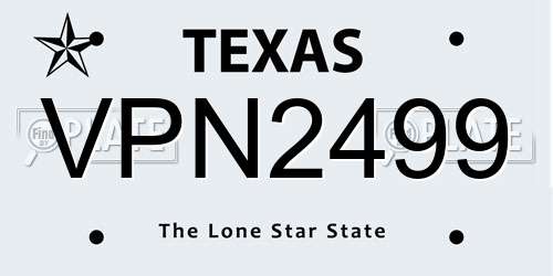 VPN2499 Texas License Plate