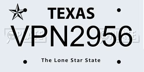 VPN2956 Texas License Plate