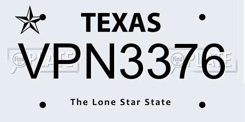 VPN3376 Texas License Plate