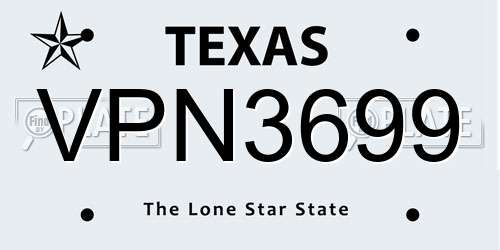 VPN3699 Texas License Plate