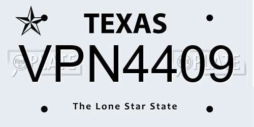 VPN4409 Texas License Plate