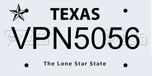 VPN5056 Texas License Plate