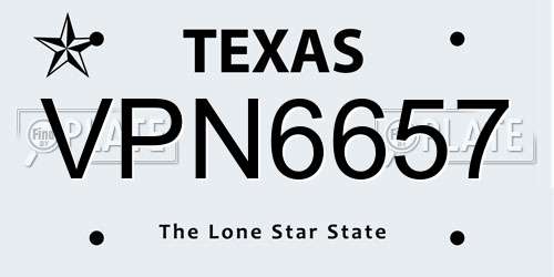 VPN6657 Texas License Plate