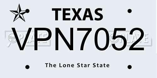 VPN7052 Texas License Plate