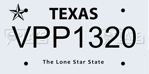 VPP1320 Texas License Plate
