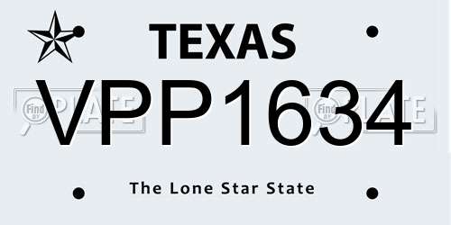 VPP1634 Texas License Plate