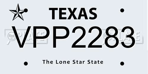 VPP2283 Texas License Plate