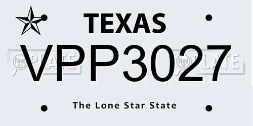 VPP3027 Texas License Plate