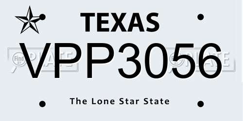 VPP3056 Texas License Plate