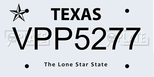 VPP5277 Texas License Plate