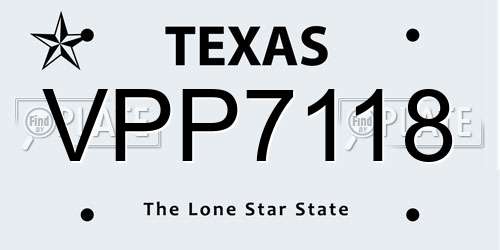VPP7118 Texas License Plate