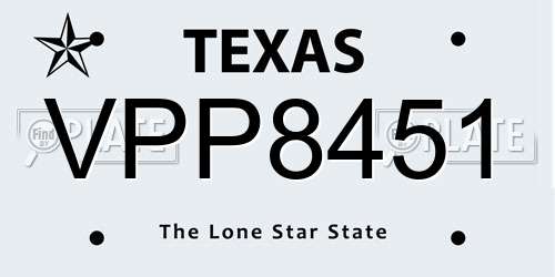 VPP8451 Texas License Plate
